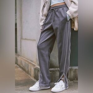 Free People Gray Track Joggers with Side Stripe